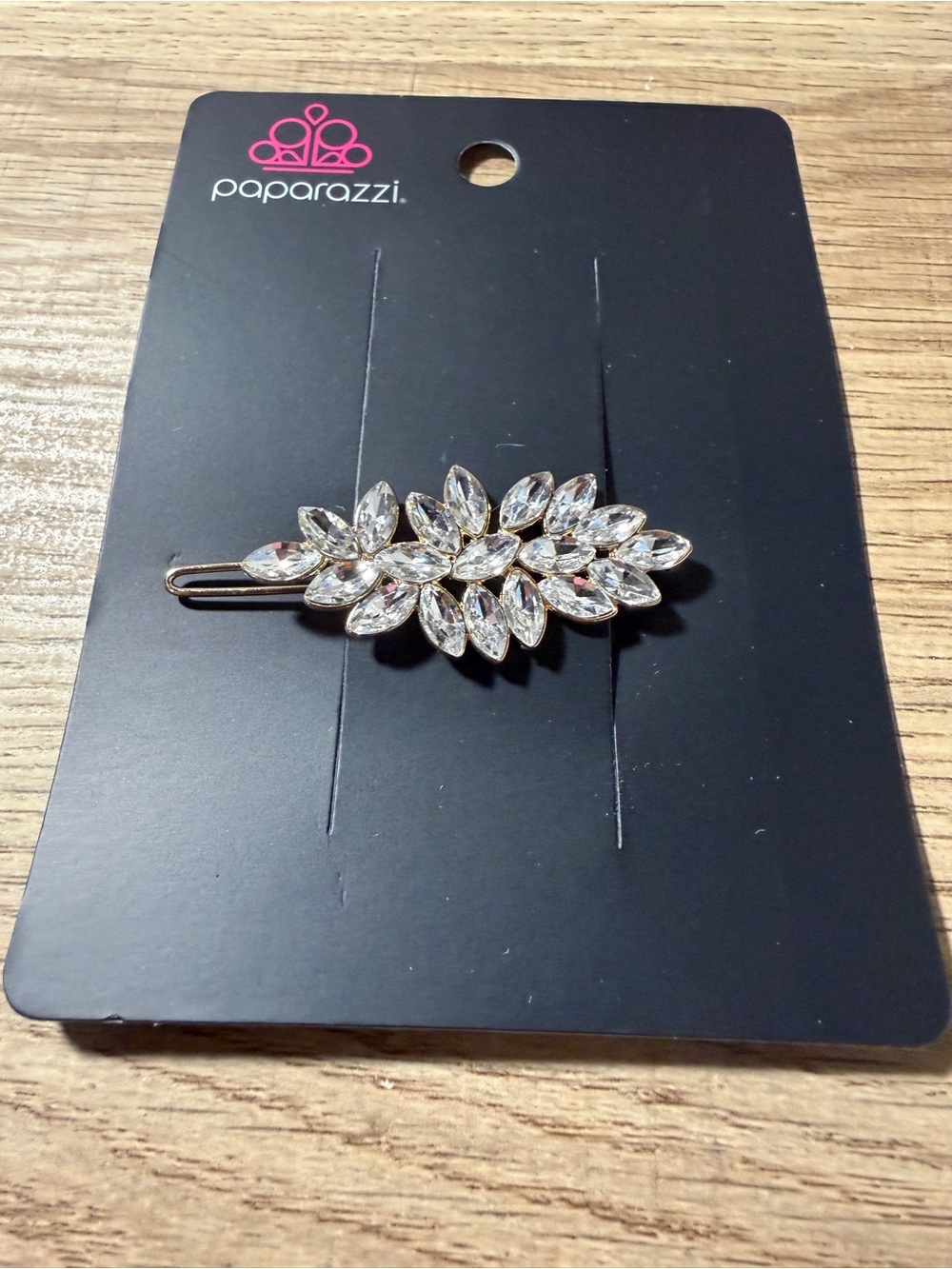 paparazzi Clear Crystal Leaf Hair Barrette - Silver Tone
